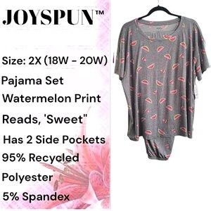 Joyspun Gray Watermelon Print Pajama Set